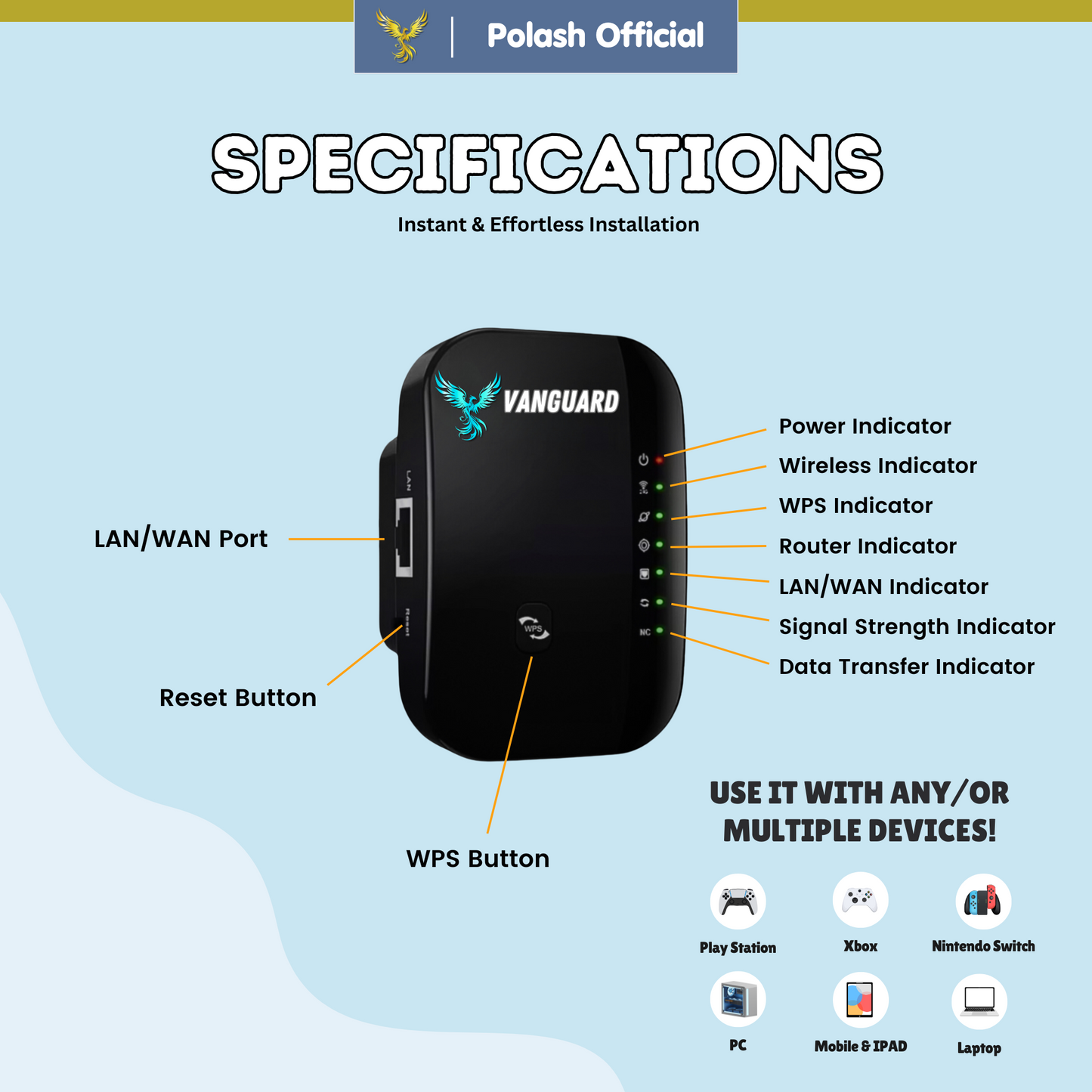 Polash™ Amplificador Wifi Vanguard 3.0