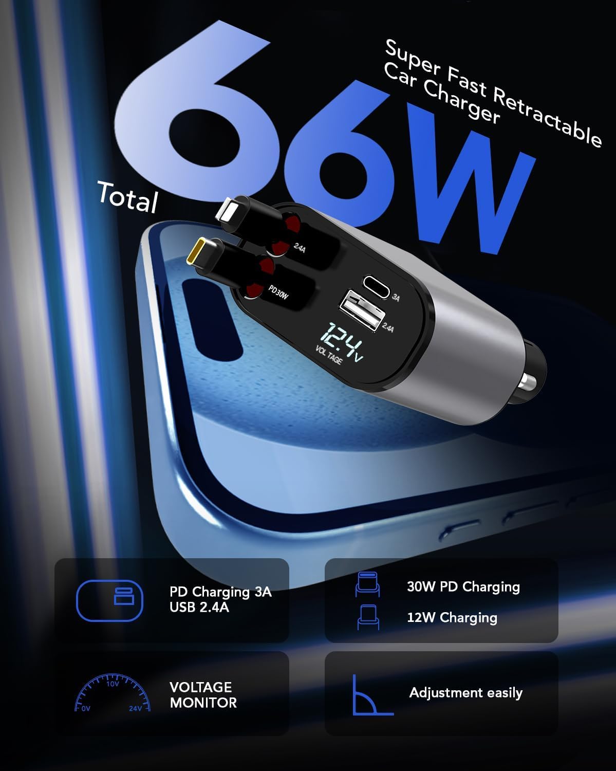 Aimtel Retráctil Cargador de Coche