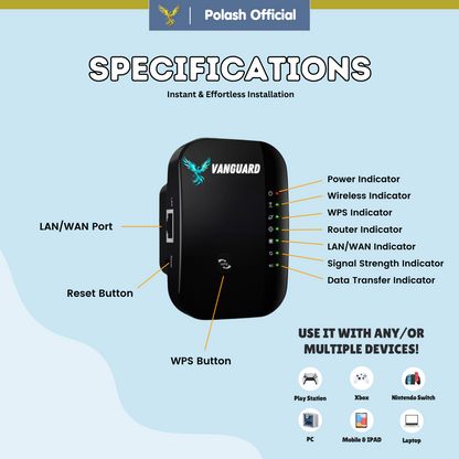 Polash™  Amplificador Wifi Vanguard 3.0