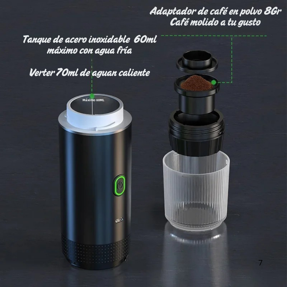 Cafetera portátil 3 en 1 con batería integrada